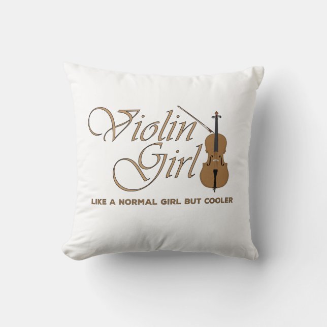 Coussin Fille au violon, comme une fille normale mais plus (Recto)