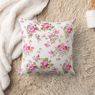 Coussin Fille aurora or rose pays boho fleurie lancer p