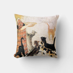 Coussin Fille avec chats, Alexandre Steinlen