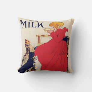 Coussin Fille avec chats, Poster vintage, Alexandre Steinl