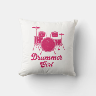 Coussin Fille batteur   Drums Drummer Cadeau