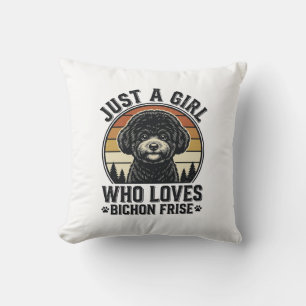 Coussin Fille Bichon Frise Chemise Vintage pour Amoureux d