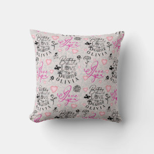 Coussin Fille  Calligraphie d'anniversaire Nom personnalis