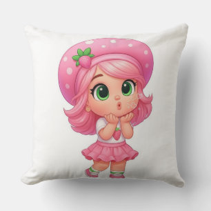 Coussin Fille Chibi Mignonne aux Fraises