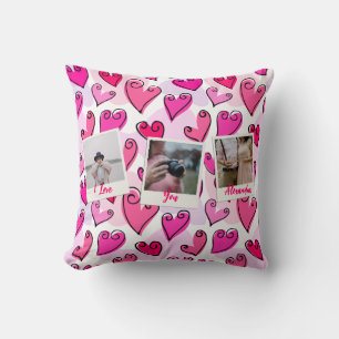 Coussin Fille Coeurs roses mignonette Romantique Saint-Val