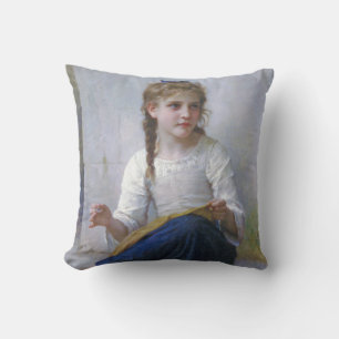 Coussin Fille coudre, Bouguereau