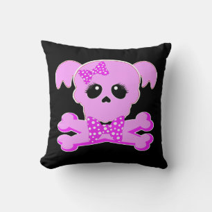 Coussin Fille crâne rose