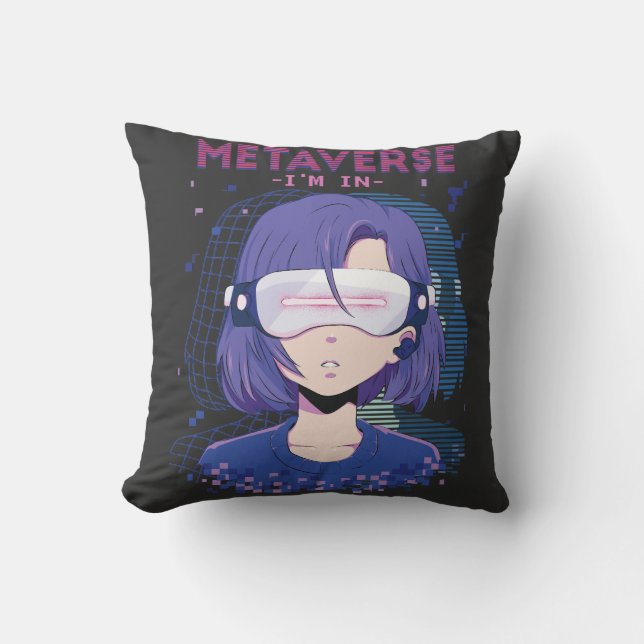Coussin Fille d'anime lunettes de réalité virtuelle Coussi (Recto)
