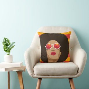 Coussin Fille d'art pop moderne