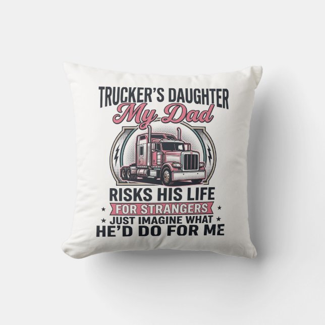 Coussin Fille de camionneur Papa fier camionneur (Recto)