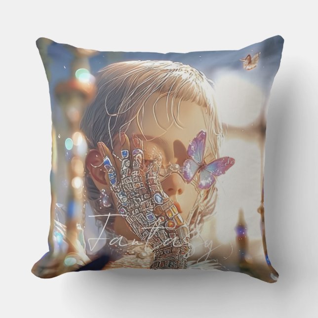 Coussin Fille de Dark Fantasy - Esthétique Downtown (Recto)