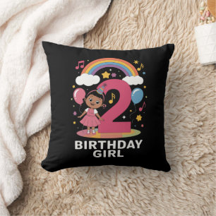 Coussin Fille de deux ans anniversaire mignonne 2ème anniv