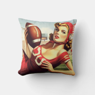 Coussin Fille de football vintage