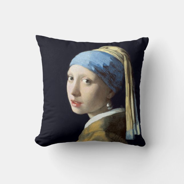 Coussin Fille de Johannes Vermeer avec une boucle (Recto)