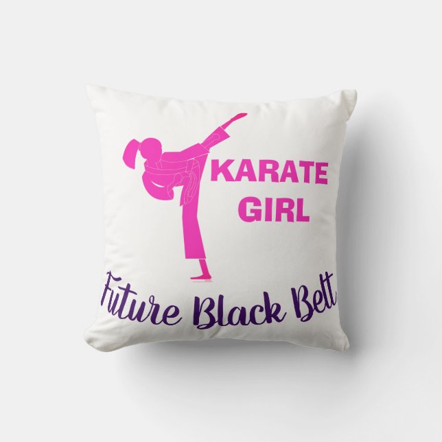 Coussin Fille de Karaté Future Ceinture Noire Décoration M (Recto)