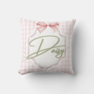 Coussin Fille de la marguerite personnalisée Bow&En vichy