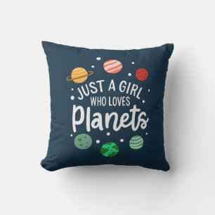 Coussin Fille de la science de l'espace qui aime les planè