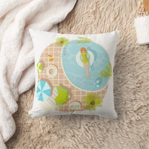 Coussin Fille de piscine en bikini plage d'été