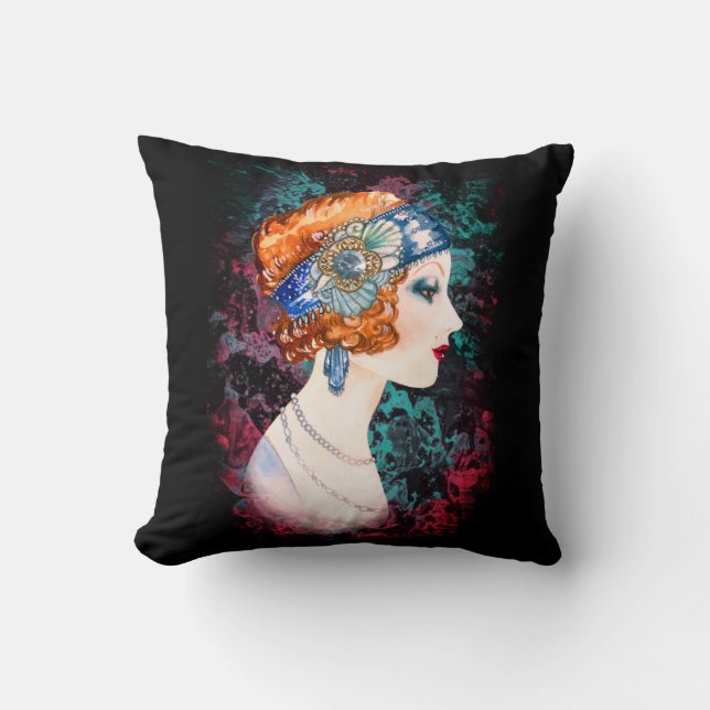Coussin Fille élégante vintage  (Recto)