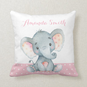 Coussin Fille Eléphant Bébé rose