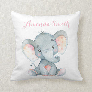 Coussin Fille Eléphant Bébé rose