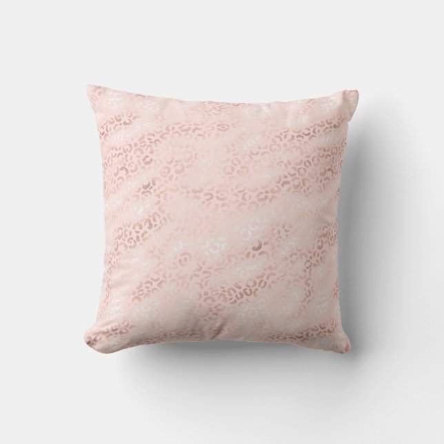 Coussin Fille Empreinte de léopard en verre rose Ombre (Recto)