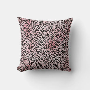 Coussin Fille Empreinte de léopard noir rose
