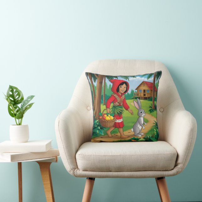 Coussin Fille en Redhood avec Bunny (Chaise)