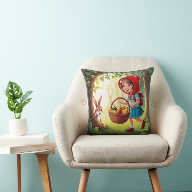 Coussin Fille en Redhood avec Bunny (Chaise)
