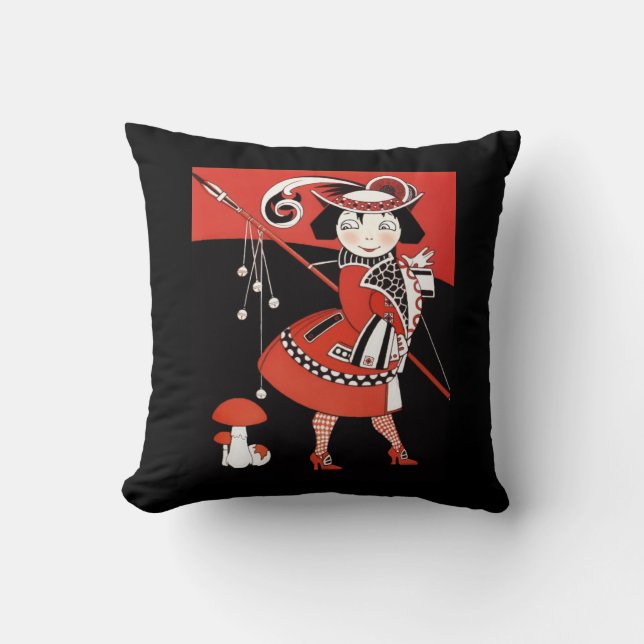Coussin Fille en rouge (Recto)