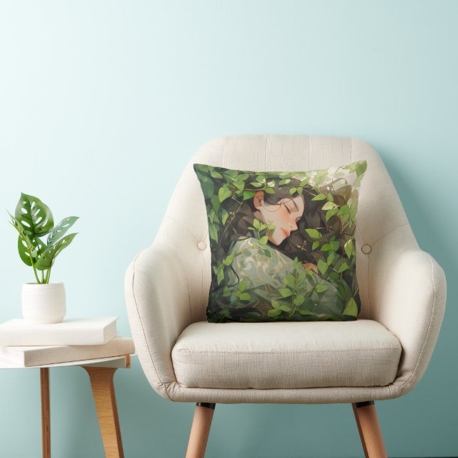 Coussin Fille endormie dans la forêt Anime (Chaise)