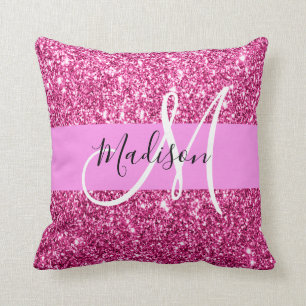 Coussin Fille et Glam Parties scintillant rose chaud étinc