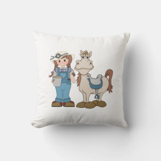 Coussin Fille et poney