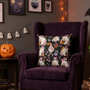 Coussin Fille fantôme rose Halloween Mignonne Épouvante po