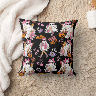 Coussin Fille fantôme rose Halloween Mignonne Épouvante po