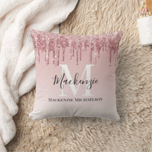 Coussin Fille Hot rose Ombre Parties scintillant Nom du mo