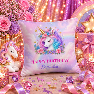 Coussin Fille Licorne Anniversaire Jour Magique Rêve Arc-e