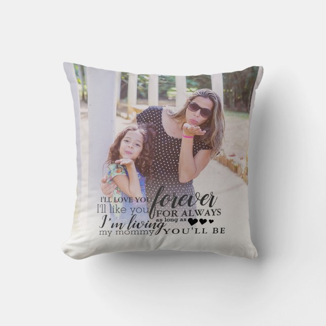 Coussin Fille-mère personnalisée Photo Love Forever (Recto)