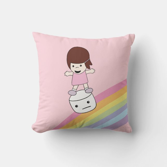 Coussin Fille mignonne sur le carreau de guimauve de (Recto)