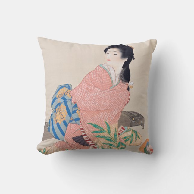 Coussin Fille Miyuki (élégante dame japonaise, art asiatiq (Recto)