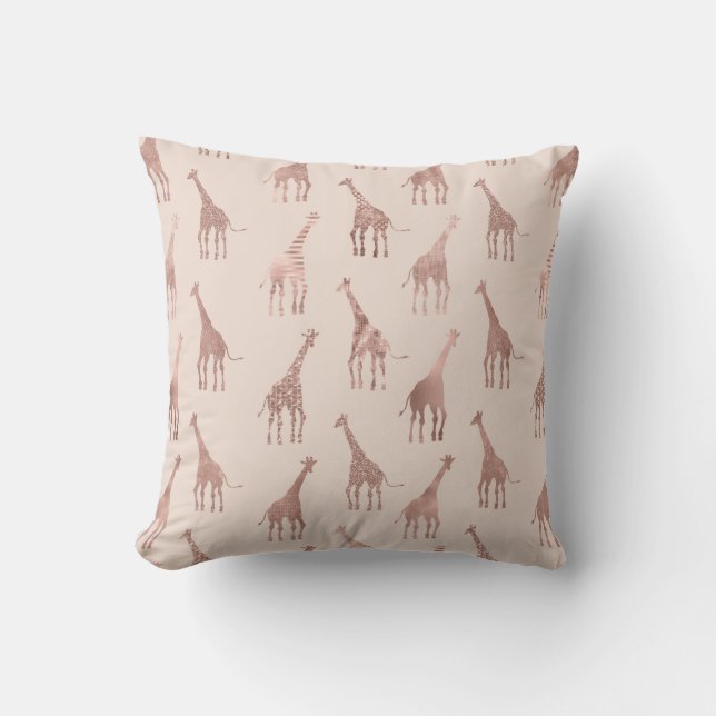 Coussin Fille moderne Rose Or Blush Giraffes rose (Recto)