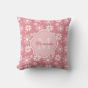 Coussin Fille Monogramme Joli Rose Fleurs De Faisée Avec N