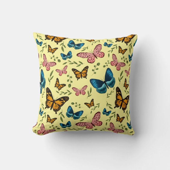 Coussin Fille Motif de papillon jaune (Recto)