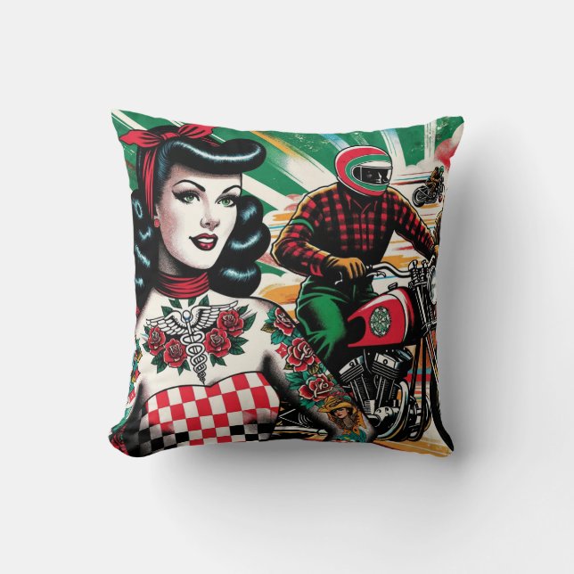 Coussin Fille Motocyclette (Recto)