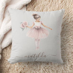 Coussin Fille Nom Ballerina Cute Aquarelle