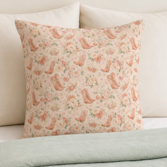 Coussin Fille Peach Western Coquette Shabby Chic  (Créateur téléchargé)