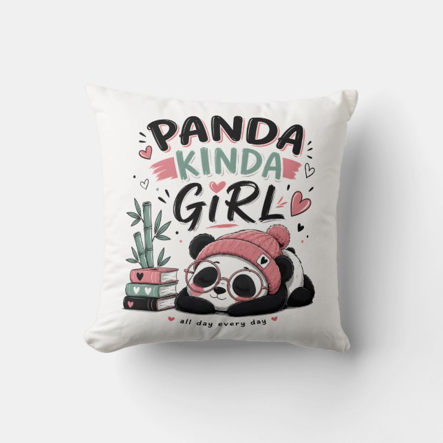 Coussin Fille Plutôt Panda Panda Mignon (Recto)