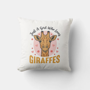Coussin Fille qui aime les girafes Dessin de gravure vinta