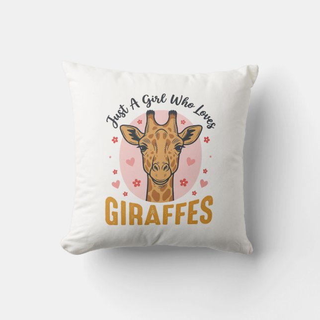 Coussin Fille qui aime les girafes Dessin de gravure vinta (Recto)