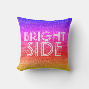 Coussin Fille Retro Arc-en-ciel brillant côté heureux